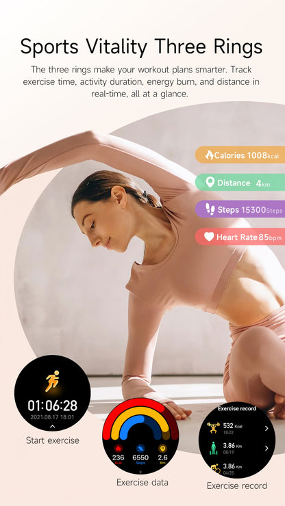 LIGE New Ultra Thin Smart Watch Women Screen Always Display Time Diamond Luxury Bracelet Voice Calling AMOLED Smartwatch Ladies