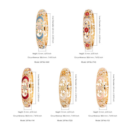 6 Cores Pulseira Esmaltada para Mulheres, Bracelete Oco na Mão, Índia Cloisonné, Joias Africanas, Pulseiras Femininas, Presentes Boêmios