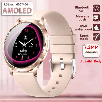 2026New Ultra Slim 1.32" HD AMOLED SmartWatch Women's Screen Always Display Time Heart Rate Calls HD High-end Fashion Smartwatch