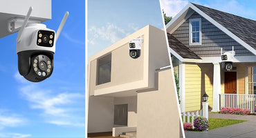 Dual Lens 360º Wifi Camera IP66 Security Protection 8MP 4K Wireless Outdoor Human Detection ICSEE Video Surveillance PTZ Camera