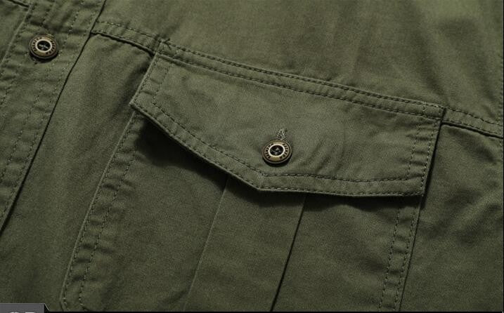 New Summer Men Short Sleeve Tooling Shirts Military Stytle Multi Pockets Cargo Shirts High Quality Men Cotton Casual Shirts 5XL