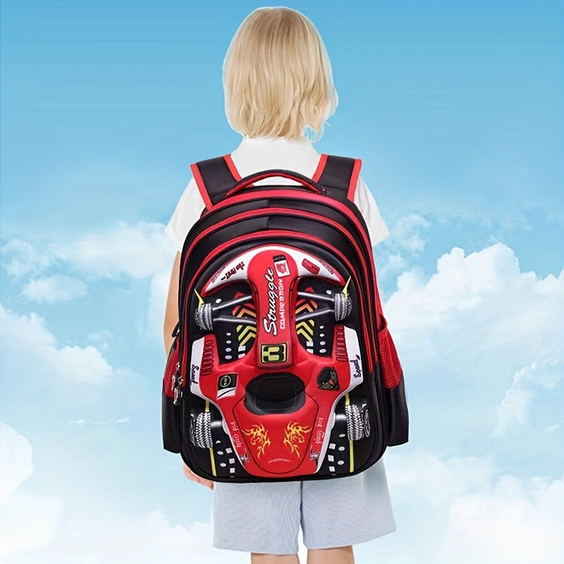 Mochila Infantil de Carro 3D Personalizada para Meninos, Mochila Escolar Divertida de Desenho Animado, Mochila de Livros Infantil, Mochila Estilosa para Meninos, Durável e Impermeável