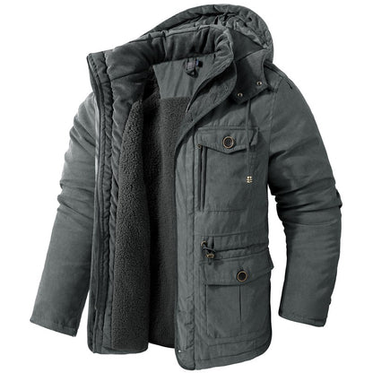 Winter Mens Fleece Warm Jackets Fashion Men Thicken Thermal Tactical Hooded Coats Men Outdoor Multi-pocket Windbreaker Jacket