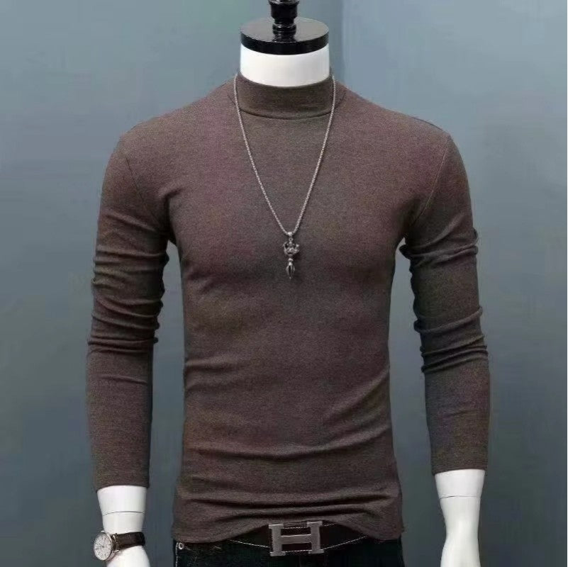 Men's Original Shirts Fall/Winter T-Shirt Fashionable Inner Wear for Men Slim Fit Turtleneck Shirt Solid Black Long Sleeve Shirt