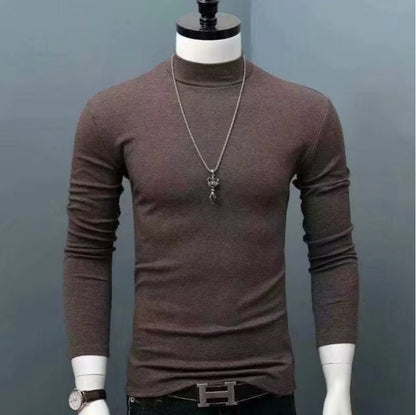 Men's Original Shirts Fall/Winter T-Shirt Fashionable Inner Wear for Men Slim Fit Turtleneck Shirt Solid Black Long Sleeve Shirt