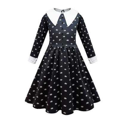 Girls Princess Dress Child Birthday Party Layered Disguise Kids Cosplay Halloween Fantasy Dark Gothic Dancing Costume 4-12Years