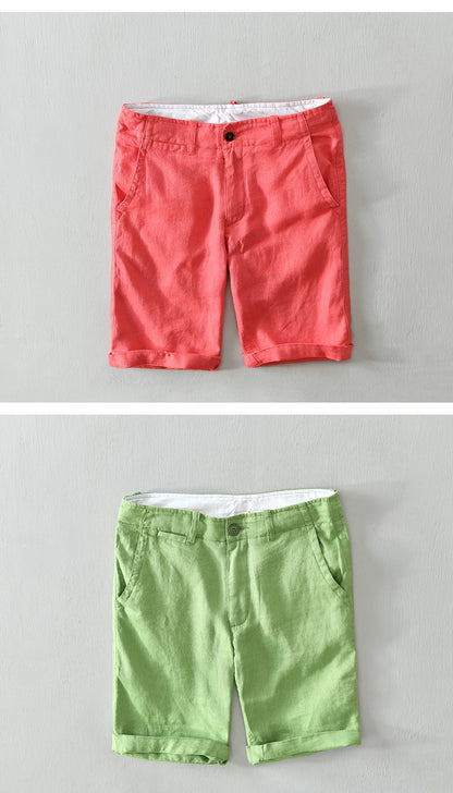 100% Pure Linen Shorts Fpr Men Summer New Fashion Loose Beach Holiday Shorts Man Casual Shorts Plus Size Y2894