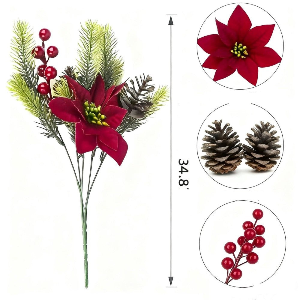 Artificial Flowers Maintenance-Free Christmas Bouquet Red Berry Decoration Festive Holiday Artificial Flowers For Festive Home