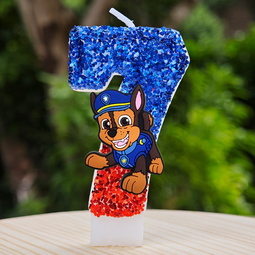 Paw Patrol Candle 0-9 Number Candle Paw Patrol Cartoon Character Party Cake Plug-in Birthday Cake Decoration Baby Shower Gift