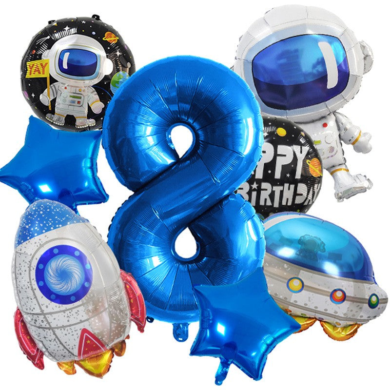 Astronaut Balloon Set Rocket Aluminum Film Balloon Children's Birthday Decoration Astronaut Decoration Supplies