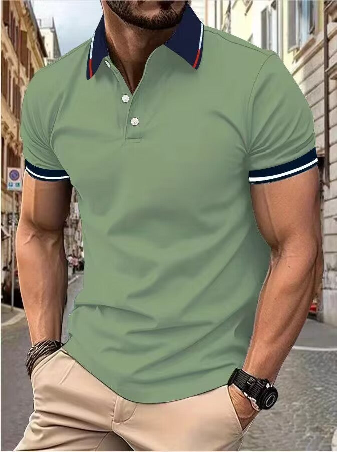 Men's new top Polo shirt T-shirt Summer men's short sleeve color lapel casual fashion white shirt T-shirt men's short sleeve