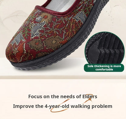 2025 New Women's cloth Shoes Soft soled comfort grandma footwear Casual lightweight lazy flats Ladies breathable non slip shoes