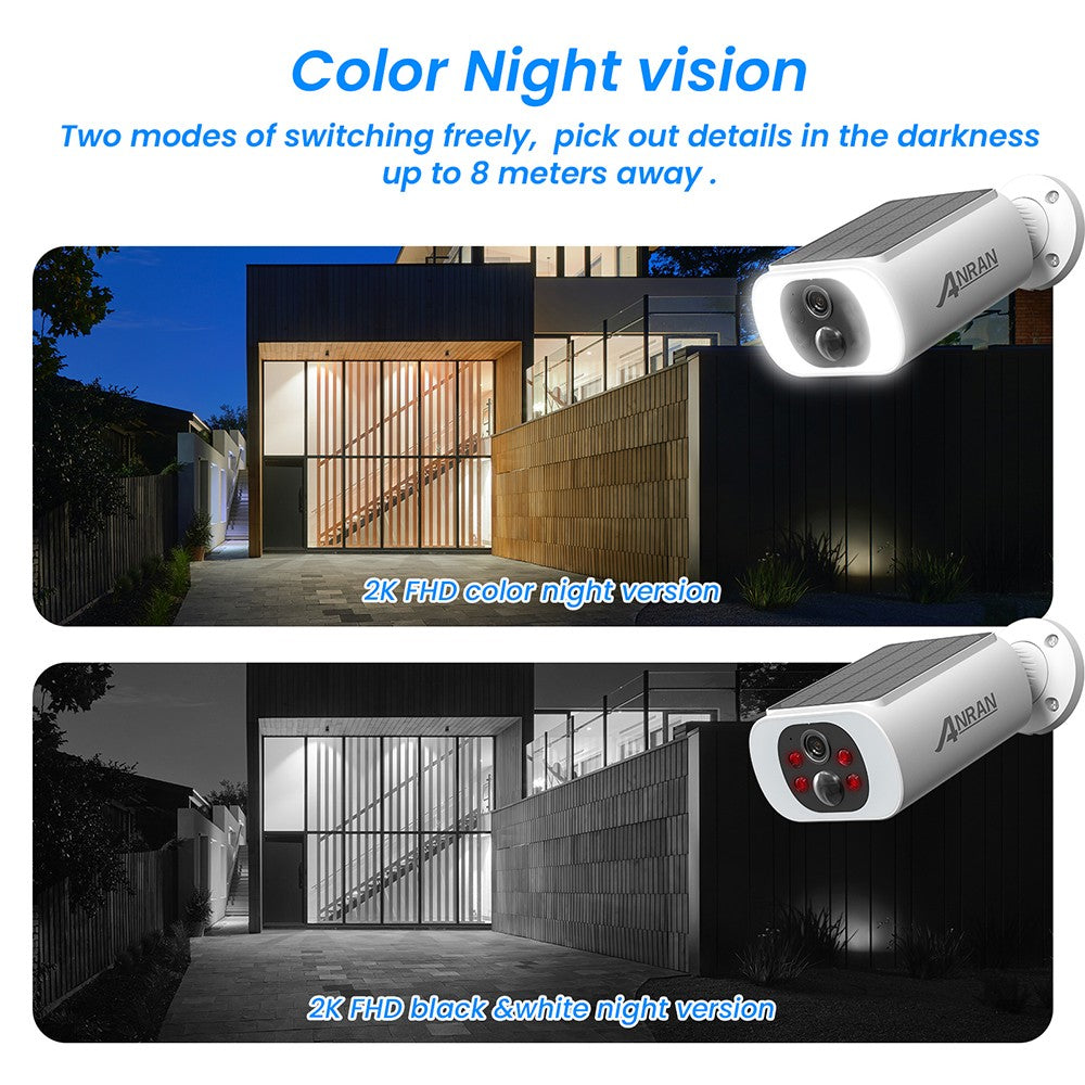 ANRAN 2/3/4 PCS Câmera WIFI Sem Fio Externa 2.4G 3MP Câmera de Segurança Solar com Bateria Holofote Visão Noturna Colorida Alarme Local