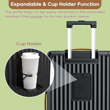 Mala de Bordo 20 com Capacidade Expansível, Suporte para Copo, Porta USB, Rodas Antiderrapantes e Alça para Viagens Inteligentes