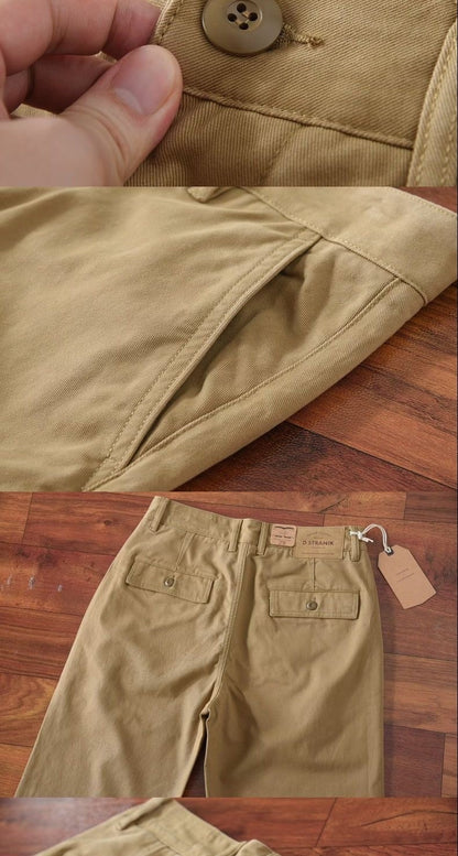Loose Straight Leg Cotton Casual Pants for Men Summer Waed Khaki Workwear Trousers Youth Faion Long Pants Busin Casual