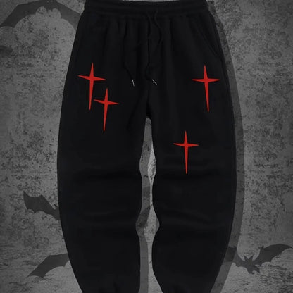 Harajuku hip-hop men's printed pants  Y2K Gothic casual leggings  sporty fashion  streetwear