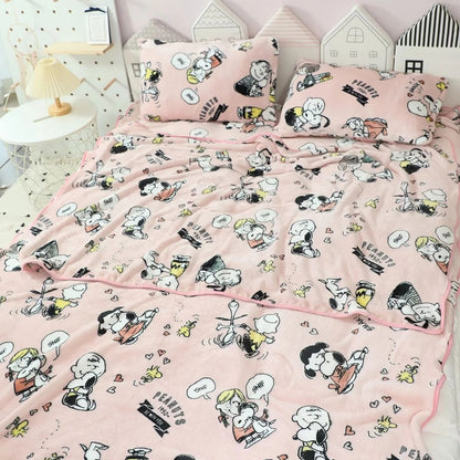 Snoopy Plush Blanket Comfortable Cartoon Snoopy Pattern Printing Flannel Blanket Office Nap Blanket Bedroom Bedspread Girl Gift