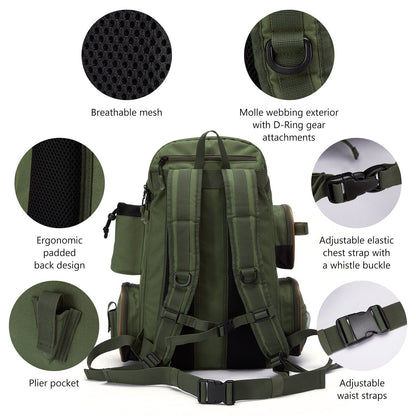 Bassdash Fishing Bag Tackle Backpack Leve Tático Caixa de Pesca Multifuncional