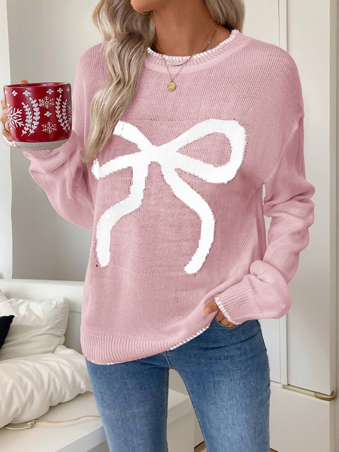 Autumn and winter new European and American fashionable loose long sleeved round neck pullover Christmas sweater