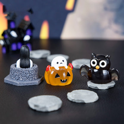 6Pcs Halloween Micro Landscape Miniature Figurines Resin Craft Mini Fairy Garden Ornaments Pumpkin Ghost Owl Home Decor