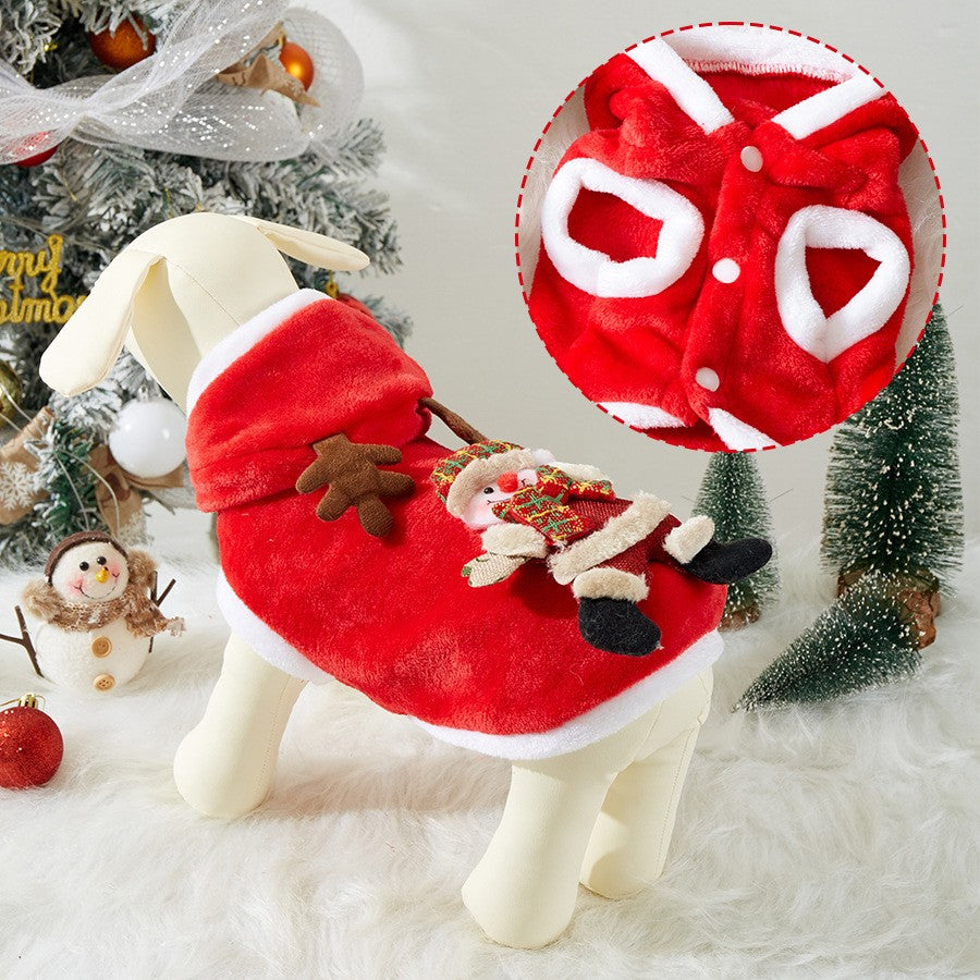 Roupas de Natal para Cães Outono e Inverno Flannel Gatos Cães Moletons Roupas para Animais de Estimação para Cães Pequenos e Médios Fantasia de Natal para Cães e Gatos