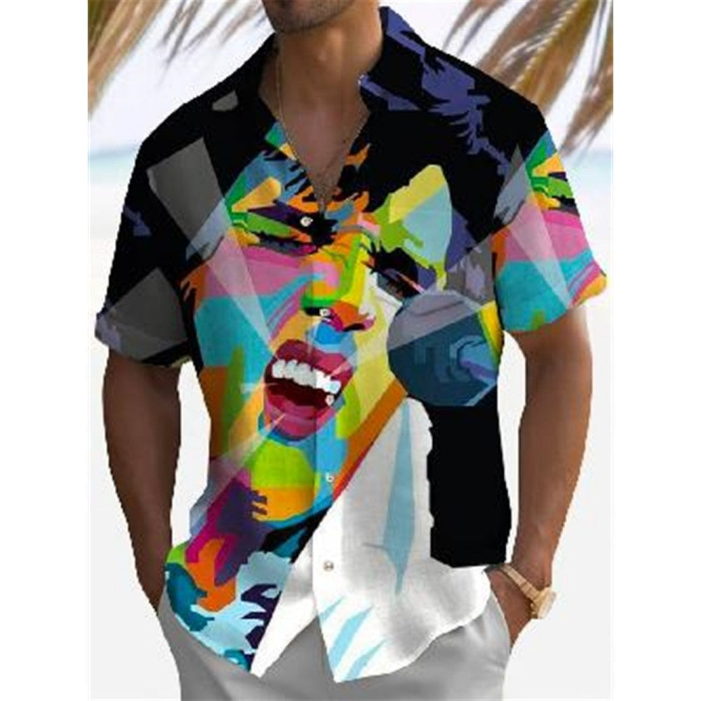 Music Men's Casual Shirt Rock Band 3d Print Guitar Hawaiian Shirt Men Summer Casual Short Sleeved Breathable Shirt Men Clothing