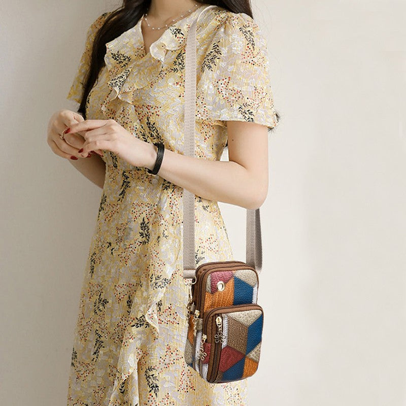 Trendy Diamond Pattern Patchwork Shoulder Bag Women's Multi-zipper Casual Crossbody Bag for Daily Shopping Commute