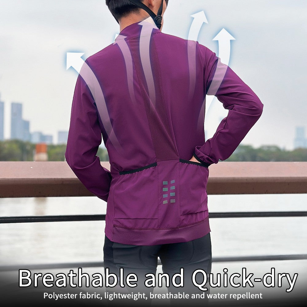 WOSAWE Mens Cycling Windproof Jacket Ultralight Windbreaker MTB Road Bike Vest Water Resistant Long Jersey with 2 way YKK zipper