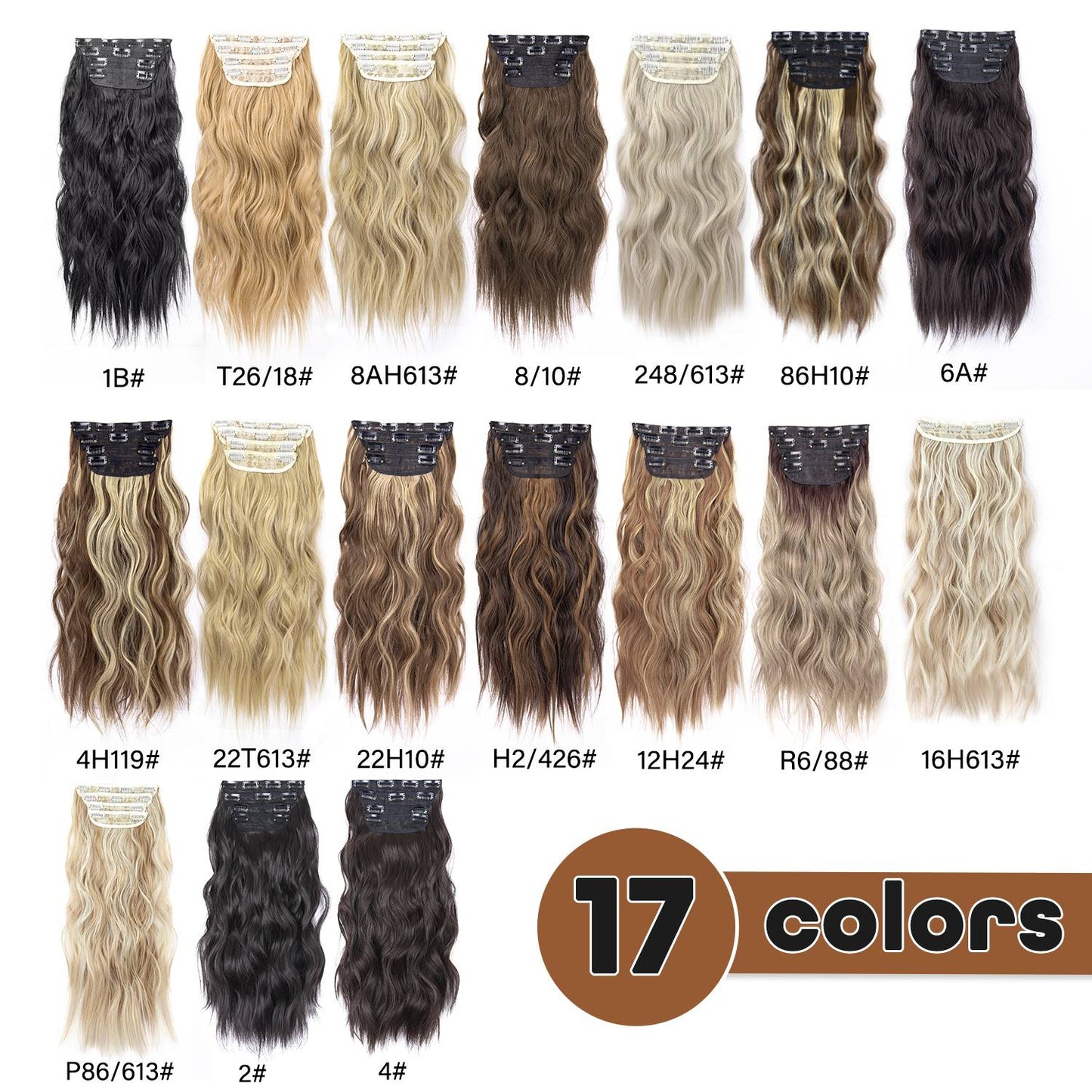 Kit 4 Peças Aplique Tic Tac Cabelo Sintético 20 Polegadas Cacheado Longo Grosso Para Mulheres Cabeça Inteira extensões de cabelo sintéticas