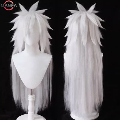 Perucas de Cosplay Uchiha Madara Longas Resistentes ao Calor Cabelo Sintético Perucas de Anime de Jogo + Touca de Peruca