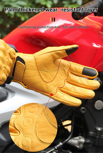 Luvas de Moto de Couro à Prova de Vento Quentes de Inverno Masculinas Antiderrapantes Luvas de Motocross com Tela Sensível ao Toque Luvas de Moto