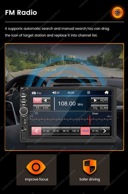 MEKEDE US Stock 2 Din Universal 7Inch Car Radio CarPlay Android Auto MP5 Multimedia Player Touch Screen Head Unit USB BT TF Card