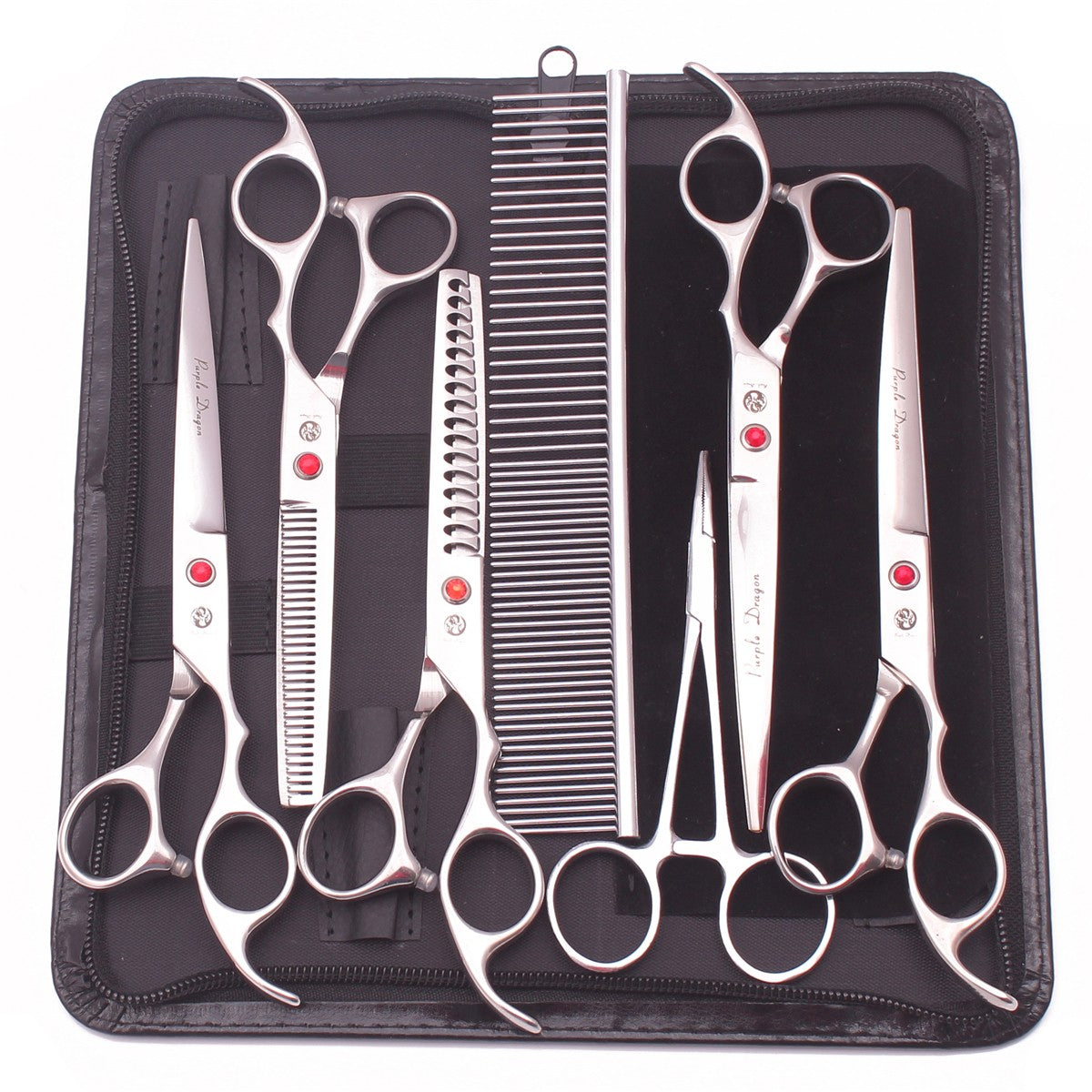 Conjunto de Tesouras para Tosa de Animais de Estimação - Tosa Profissional para Cães e Gatos, Aço Inoxidável, Afiado, Multi-Peças, Cabo Ergonômico, Aparador Durável