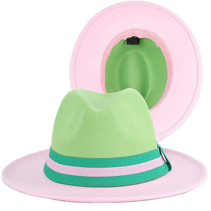 Two Tone Fedoras Jazz Hats Cowboy Hats for Women and Men Leopard Bottom Wool Felt Party Church Dresses Hat Wholesale ?????