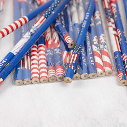 24Pcs Independence Day Theme HB Writing Painting for 4th of July American USA National Day Party Favors School Rewards