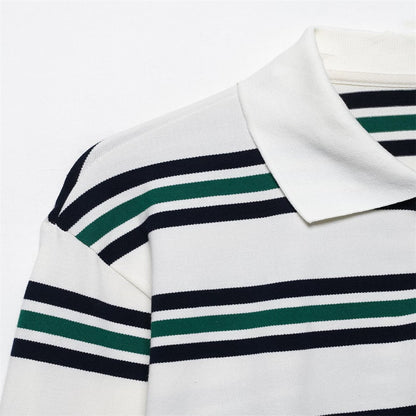 UNIZERA 2025 Women's Long - Sleeve Striped Polo - style Shirts in Burgundy and White with Contrasting Collars for a Casual Look