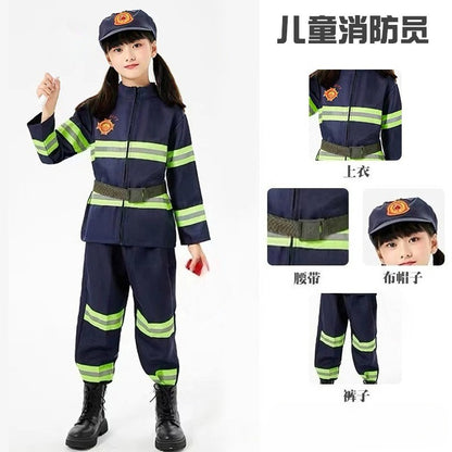 Children's Firefighter Performance Costume Kids Sets Boys and Girls Cosplay Fireman Clothes Festival Stage Show Clothes