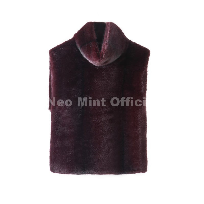 Neo Mint 2025 Brand Fashion Faux Fur Sable Vest Crop Top Autumn Winter Turtleneck Eco Mink Fur Tank Tops Sleeveless Jacket Coat