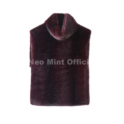 Neo Mint 2025 Brand Fashion Faux Fur Sable Vest Crop Top Autumn Winter Turtleneck Eco Mink Fur Tank Tops Sleeveless Jacket Coat