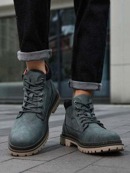 Botas Masculinas Feitas à Mão, Botas de Tornozelo de Inverno em Couro, Sapatos de Outono para Caminhada ao Ar Livre, Tênis, Botas Masculinas de Cano Alto, Calçados Antiderrapantes