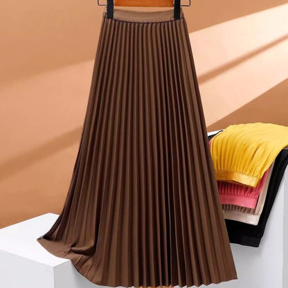Ladies Fashion Casual Long Skirt Elegant Vintage Pleated Skirts Women Temperament Party Wear Faldas Woman Clothing Streetwear