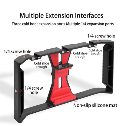Estabilizador portátil com rotação de gimbal, suporte para microfone de celular, luz de preenchimento, suporte para celular para transmissão ao vivo