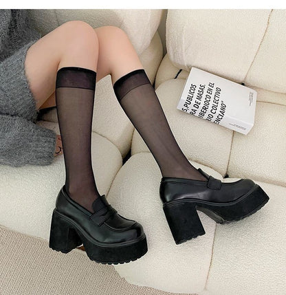 autumn Platform Mary Jane Shoes Ladies Hot Sale High Heels Loafers Women Shoes Retro Chunky Heels Pumps Woman Uniform College