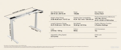 SucceBuy Standing Desk Frame  Electric Stand Up Computer Desk Legs Ergonomic DIY Workstation Base for Home Office Black white