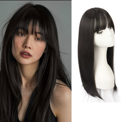 Aplique Capilar Feminino Sintético com Franja - Extensão de Cabelo Fina e Respirável Loira, Topper Capilar para Mulheres, Peruca de Cabelo Falso