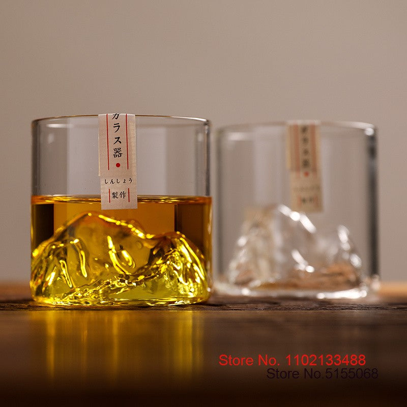 Copo de Uísque Japonês de Gelo para Uísque Puro Copos de Uísque de Montanha 3D Caixa de Presente de Madeira Taça de Conhaque Copo de Vodca Copo de Vinho