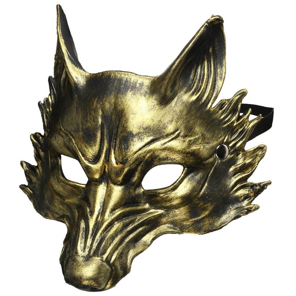 Breathable Foam Masks for Parties Wolf Mask for Halloween Black Gold Wolf Halloween Mask 3d Pu Foam Cosplay Headpiece