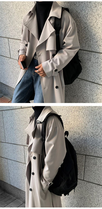 Trench coat Brand New Spring Trench Korean Men's Fashion Overcoat Male Long Windbreaker Streetwear Men Coat Outer Wear Clothing