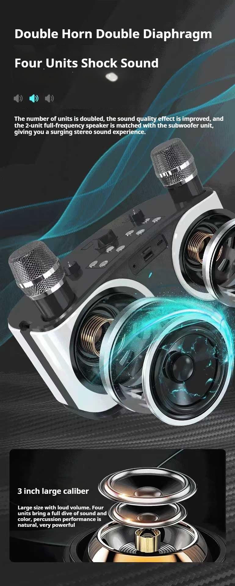 Karaokê Portátil Sem Fio Bluetooth Alto-Falante Com Microfone Máquina Subwoofer Caixa De Som Potente Música Bocina Áudio