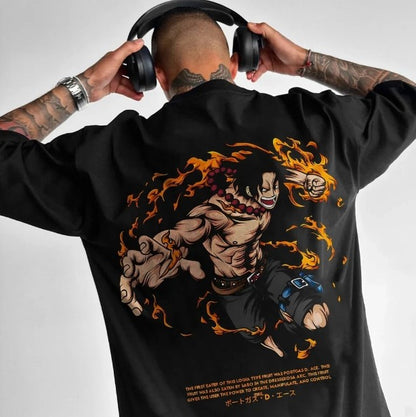 ONE PIECE Anime Roupas Periféricas Camiseta Clássica de Quadrinhos Manga Curta Gola Redonda Masculina e Feminina de Casal para o Verão